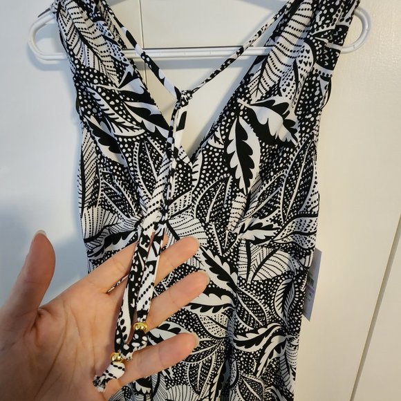 Calvin Klein Sleeveless Floral Maxi Dress with Angled Bodice NWT | Size 6 - Picture 5 of 8